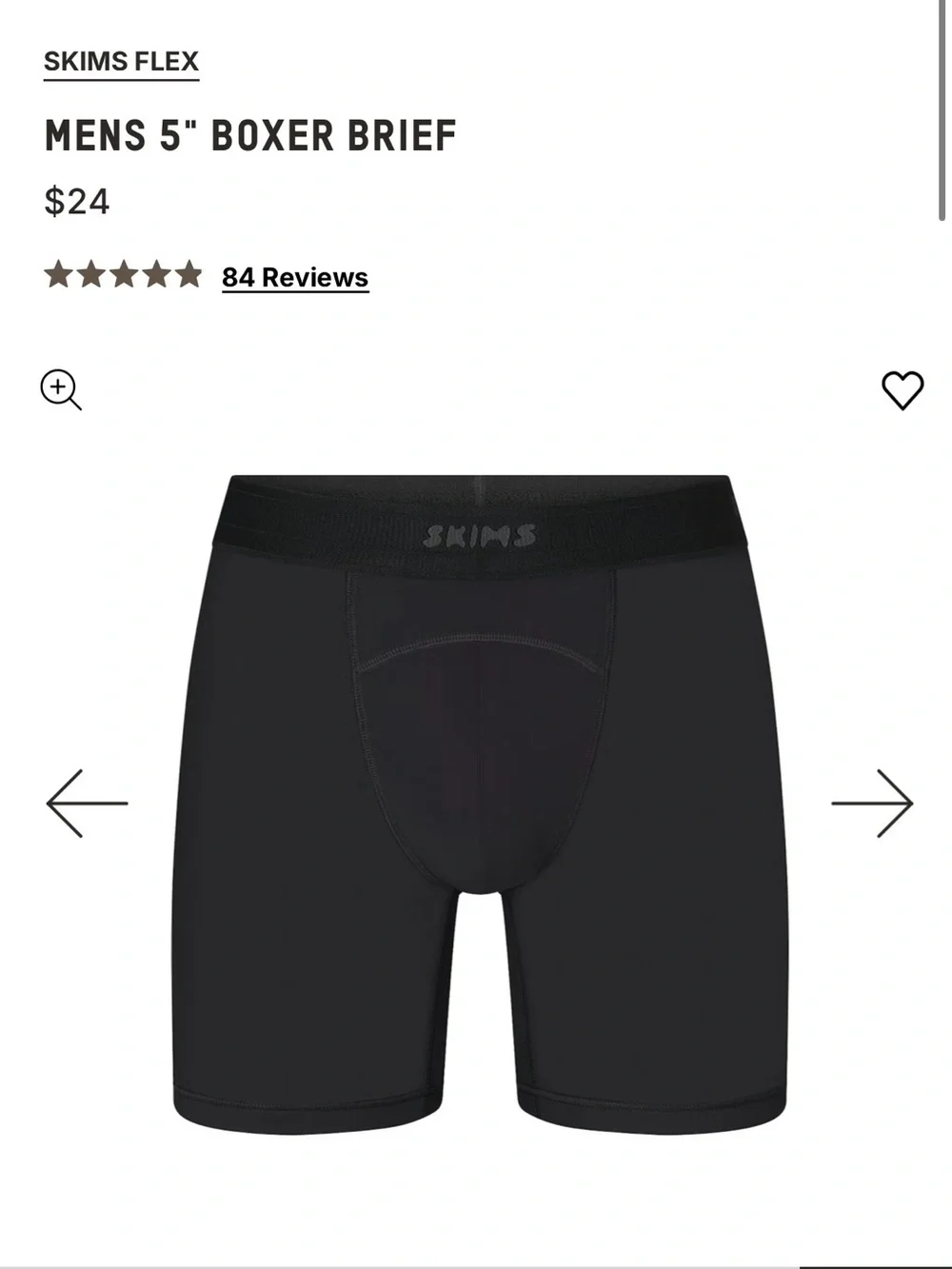 Skims sport men’s 5” boxer brief medium obsidian nwt